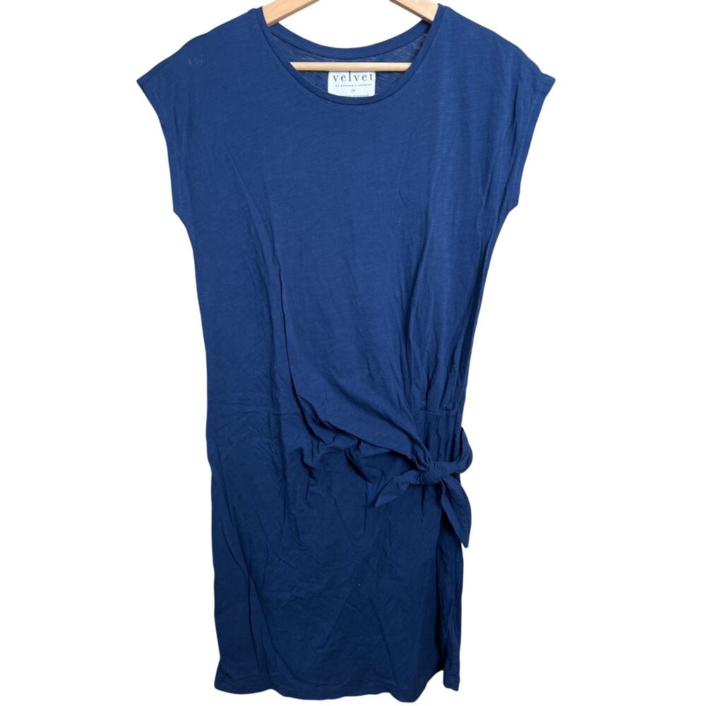 Velvet Anthropologie Women Blue Dress Small Graham & Spencer Gussie Side Tie